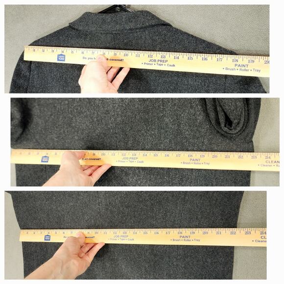 Vtg Eddie Bauer Blazer L Petite Women Wool Angora Menswear Style Oversized Gray - Picture 6 of 14
